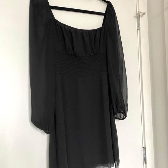 Aritzia black long sleeve chiffon dress in size small - Picture 2 of 5